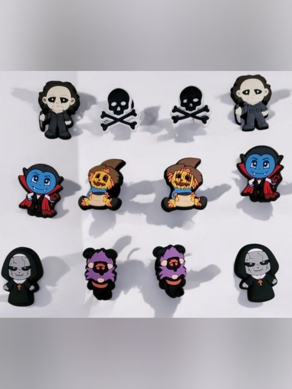 Gothic Vampire Skull Scarecrow Croc Charms 12pc Spooky Set